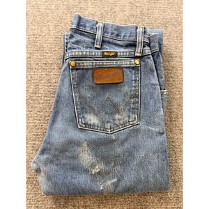 Wrangler 47MWZ Regular Fit Mens Jeans 30x32 Medium Wash Denim Distressed